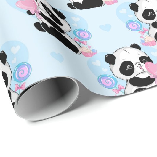 Panda Muster Wrapping Paper Geschenkpapier (Rolleneckpunkt)