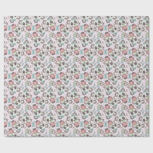 Panda Muster Wrapping Paper Geschenkpapier (Flach)