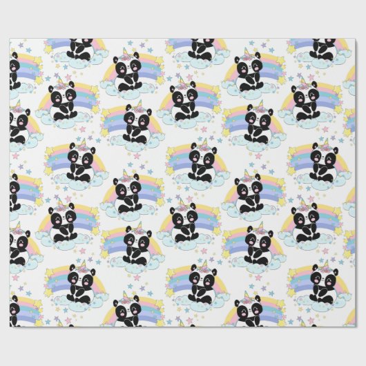 Panda Muster Wrapping Paper Geschenkpapier (Flach)