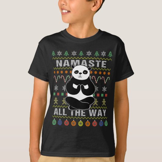 Panda Namaste Der ganze Weg über hässliche Weihnac T-Shirt (Vorderseite)