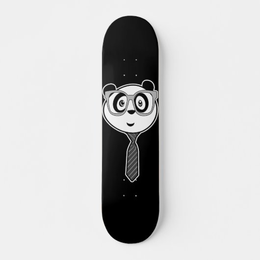 Panda Nerd - Schwarz und Weiß Skateboard (Vorne)