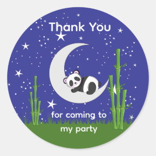 Panda Neues Baby auf dem Mond Runder Aufkleber