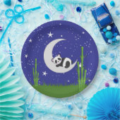 Panda New Baby on Moon Pappteller (Party)