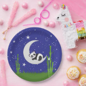 Panda New Baby on Moon Pappteller (Party)