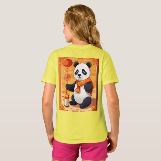 Panda new year Party — Cartoon style designed T-Shirt (Schwarz voll)