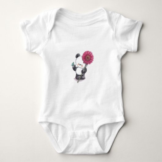 Panda Niedlich Design Baby Jersey Bodysuit Strampler (Vorderseite)