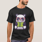 Panda Niedlich Panda Reading Book Cartoon T-Shirt (Vorderseite)