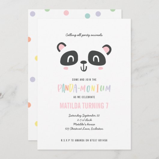 Panda niedlicher leuchtender mehrfarbiger Geburtst (Vorne/Hinten)