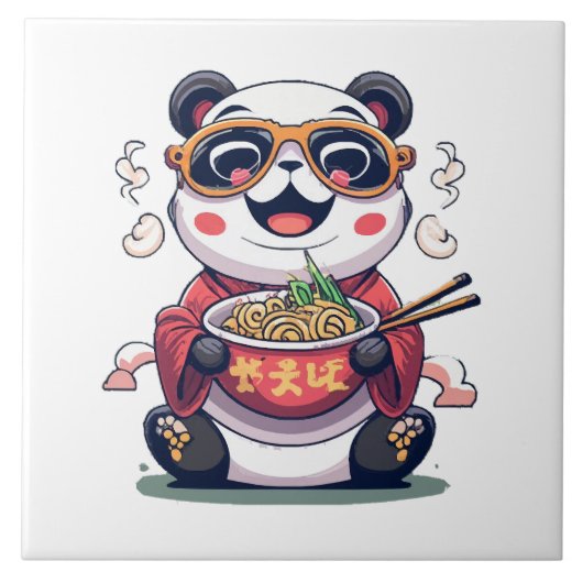 Panda-Nudeln Fliese (Vorderseite)