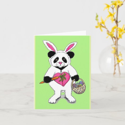 Panda Oaster Bunny Zeichnend Karte (Gelbe Blume)