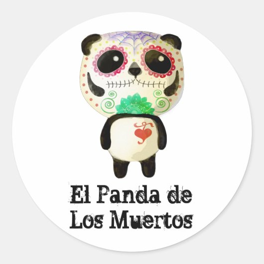 Panda of The Day of The Dead Runder Aufkleber (Vorderseite)