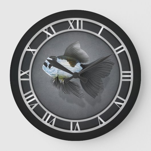 Panda Oranda Goldfish Clock Große Wanduhr (Vorderseite)