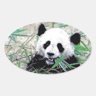Panda Ovaler Aufkleber