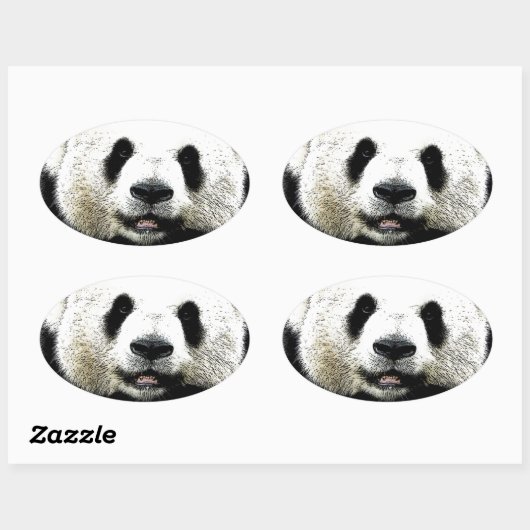 Panda Ovaler Aufkleber (Blatt)
