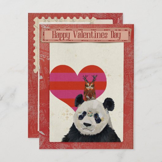 PANDA & OWL VALENTINE Postkarte (Vorne/Hinten)