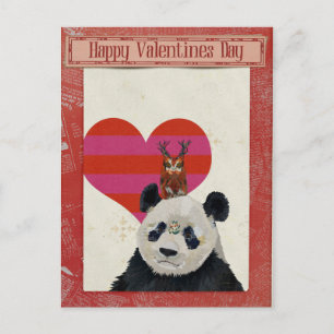 PANDA & OWL VALENTINSTAG-Postkarte Feiertagspostkarte