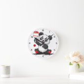 Panda Paddle Time Pickleball Runde Wanduhr (Zuhause)