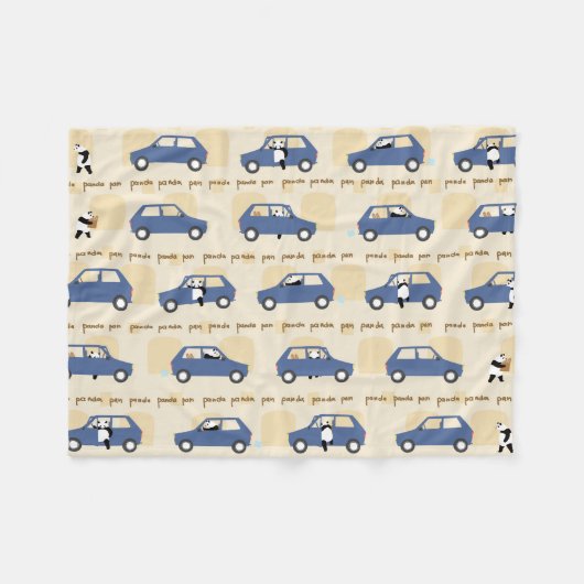 Panda Panda Pan blue beige Fleecedecke (Vorderseite (Horizontal))