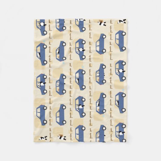 Panda Panda Pan blue beige Fleecedecke (Vorderseite)