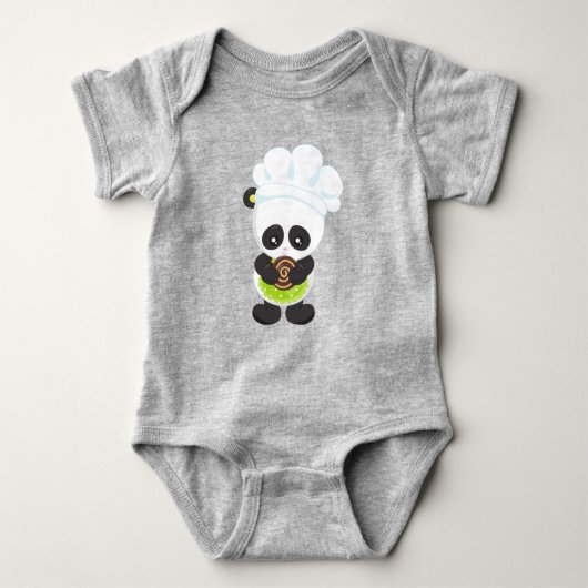 Panda, Panda, Panda mit Keks Baby Strampler (Vorderseite)