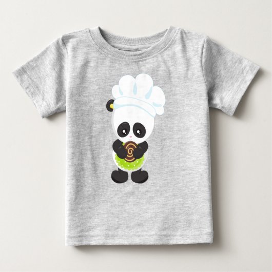 Panda, Panda, Panda mit Keks Baby T-shirt (Vorderseite)