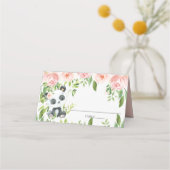 Panda Panda Pink Blumengrün Babydusche Platzkarte (Rückseite)