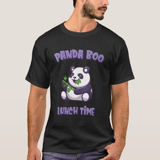 Panda Pandaboo Eating Bamboo Grass Lunchtime T-Shirt (Vorderseite)