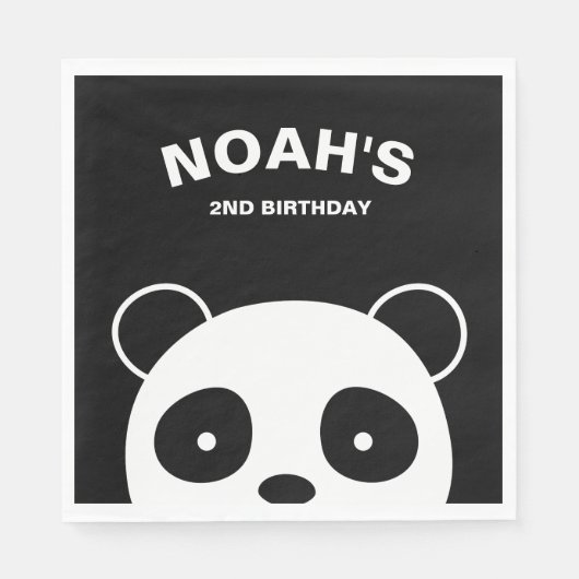 Panda Paper Napkins, Panda Birthday Party Serviette (Vorderseite)
