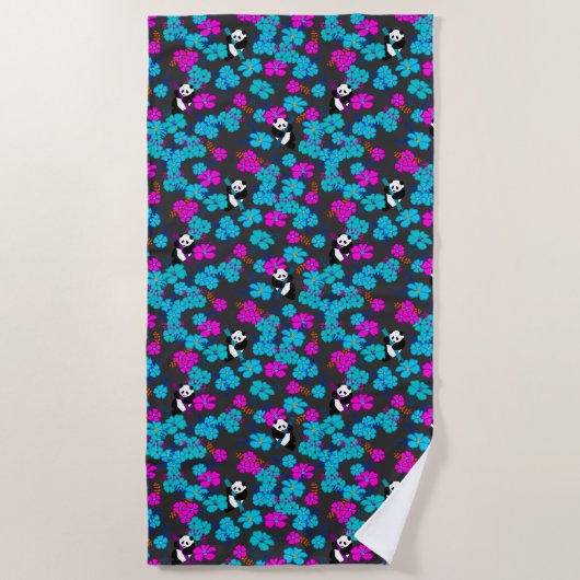 Panda Paradise Bloom Strandtuch (Vorderseite)
