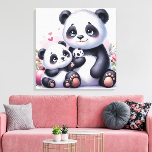 Panda Parenthood Leinwanddruck (Insitu (Wohnzimmer))