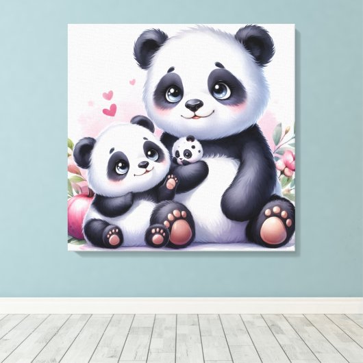 Panda Parenthood Leinwanddruck (Insitu (Holzboden))