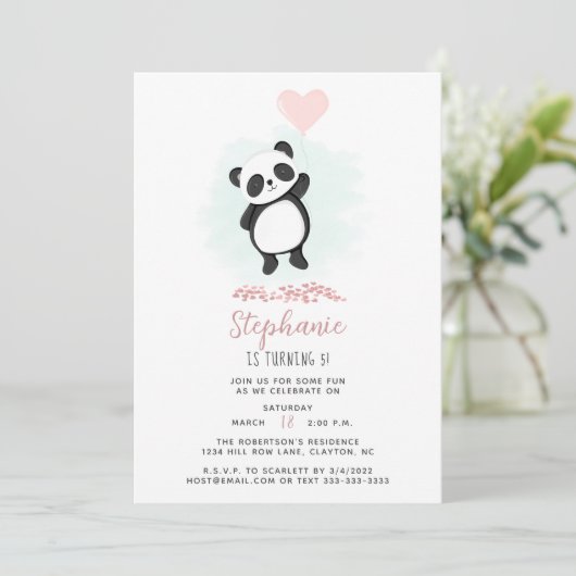 Panda Party Einladung (Stehend Vorderseite)