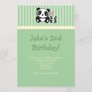 Panda-Party Einladung - Grün