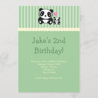 Panda-Party Einladung - Grün