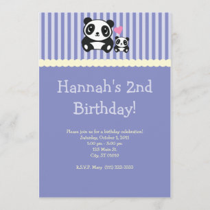 Panda-Party Einladung - lila