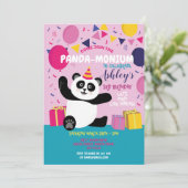 Panda Party Geburtstag Panda-monium Pink Einladung (Stehend Vorderseite)
