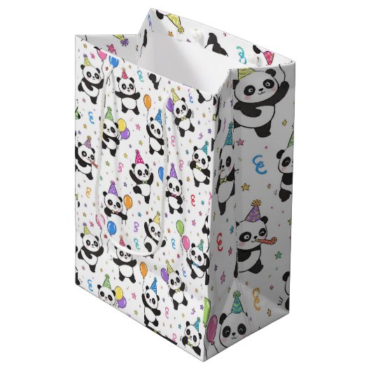 Panda-Party Mittlere Geschenktüte (Vorderseite Schrägansicht)
