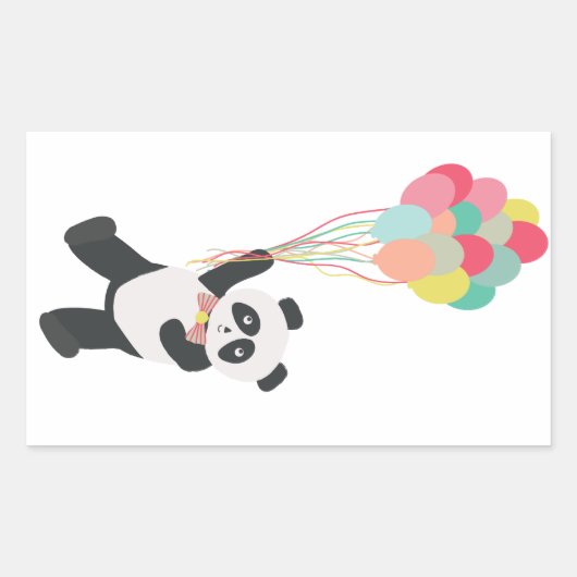 Panda Party - Panda mit Balloons-Aufkleber Rechteckiger Aufkleber (Vorderseite)