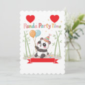 Panda Party Time Einladung (Stehend Vorderseite)