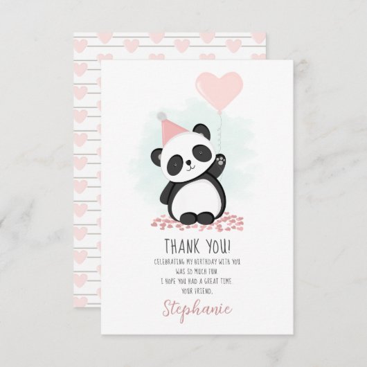 Panda Party Vielen Dank Einladung (Vorne/Hinten)