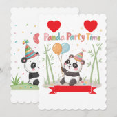 Panda Party Zeit Einladung (Vorne/Hinten)