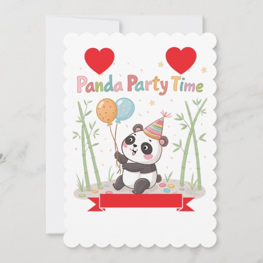 Panda Party Zeit Einladung (Vorderseite)