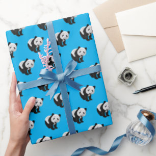 Panda Pattern - Farbwechsel im Hintergrund Geschenkpapier