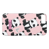 Panda Pattern Girly Pink Individuelle Name Case-Mate iPhone Hülle (Rückseite (Horizontal))