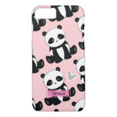 Panda Pattern Girly Pink Individuelle Name Case-Mate iPhone Hülle (Rückseite)