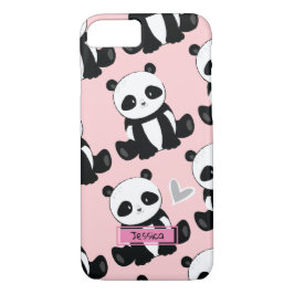 Panda Pattern Girly Pink Individuelle Name Case-Mate iPhone Hülle