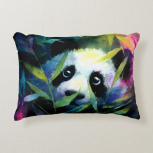 Panda Peeking Bamboo Watercolor Dekokissen