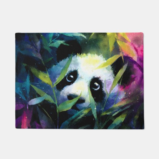 Panda Peeking Bamboo Watercolor Fußmatte (Vorderseite)