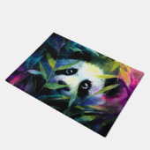 Panda Peeking Bamboo Watercolor Fußmatte (Schrägansicht)