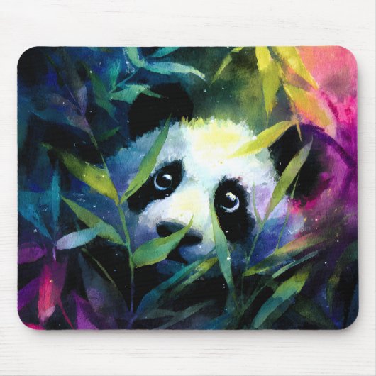 Panda Peeking Bamboo Watercolor Mousepad (Vorne)